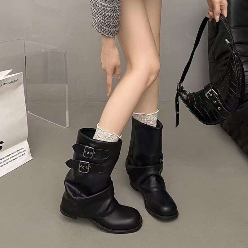 Boot Sock Slouchy - Botas Negras de Media Pantorrilla para